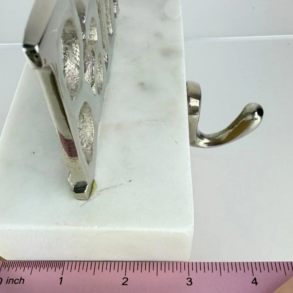 Bark Marble & Silver Dog Leash Holder Hook Modern Pet Decor